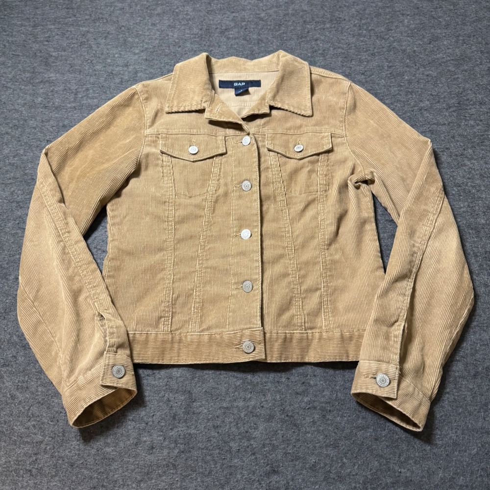 VTG 2004 GAP Corduroy Trucker Jacket Tan Beige Small Y2K 02/04 1956-00-1
